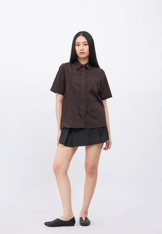Oversized Tie Detail Short Sleeve Shirt