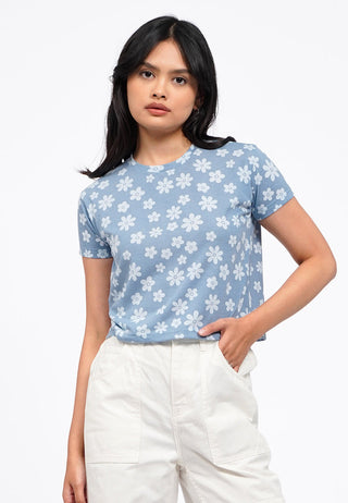 Full Print Short Sleeve Crop T-Shirt