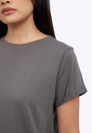 Loose T-Shirt with Roll Up Sleeve