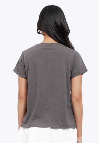 Loose T-Shirt with Roll Up Sleeve