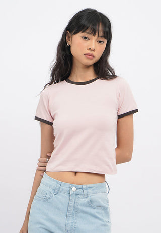 Short Sleeve Contrast Lining T-Shirt