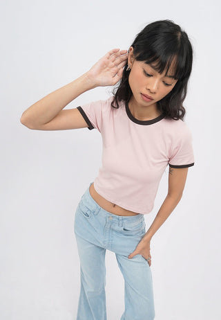 Short Sleeve Contrast Lining T-Shirt