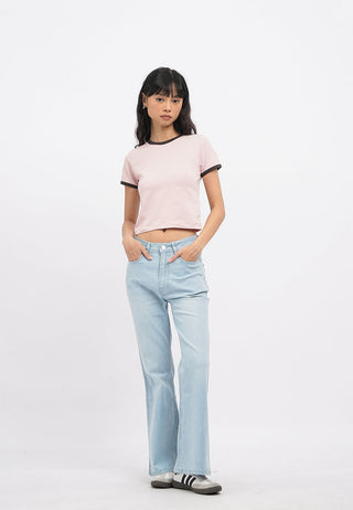 Short Sleeve Contrast Lining T-Shirt