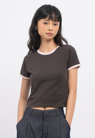 Short Sleeve Contrast Lining T-Shirt