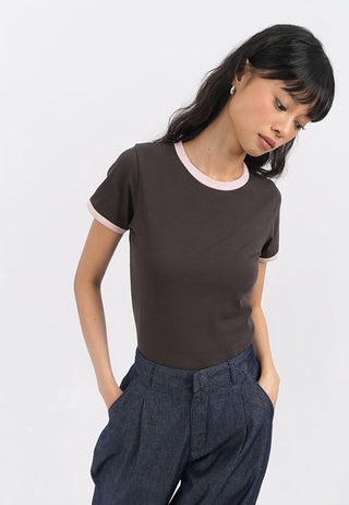Short Sleeve Contrast Lining T-Shirt