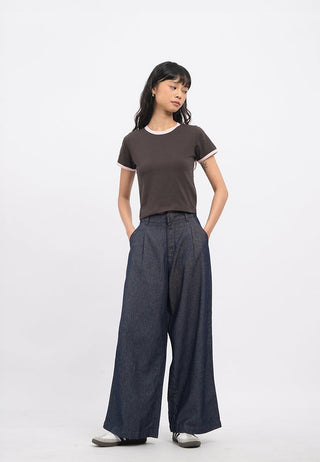 Short Sleeve Contrast Lining T-Shirt