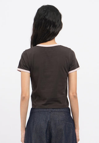 Short Sleeve Contrast Lining T-Shirt