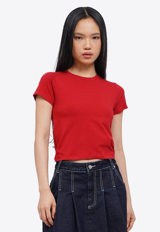 Short Sleeve Fitted Crop T-Shirt