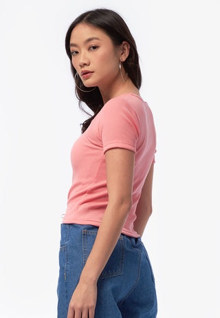 Short Sleeve Fitted T-Shirt Pink