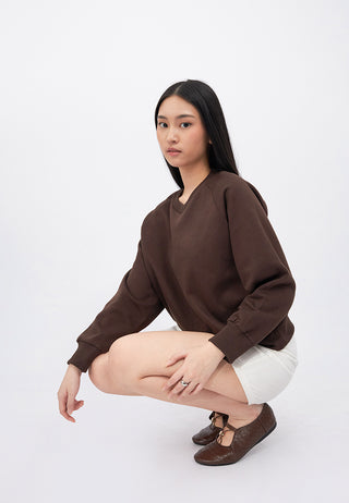 Oversized V-Neck Raglan Sweatshirt