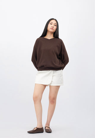 Oversized V-Neck Raglan Sweatshirt