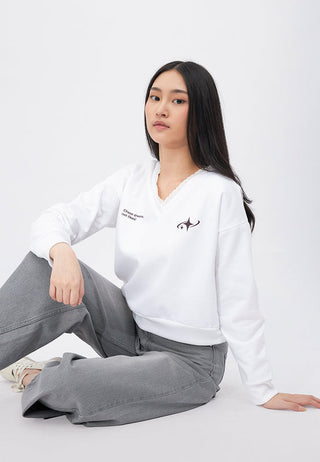 Oversized Lace Details Sweatshirt