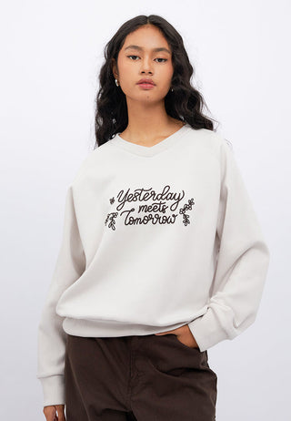 Oversized V-Neck Graphic Sweatshirt