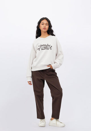 Oversized V-Neck Graphic Sweatshirt