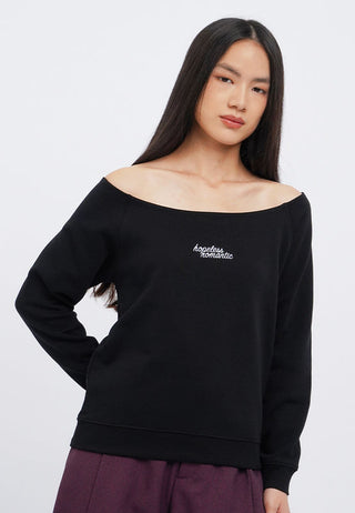 Off Shoulder Embroidery Sweatshirt