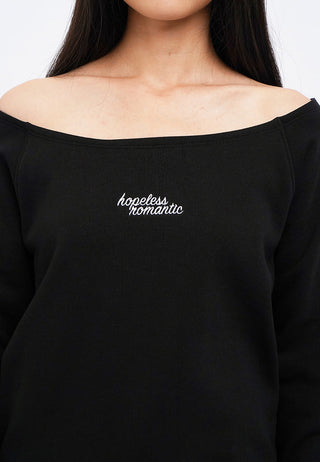 Off Shoulder Embroidery Sweatshirt