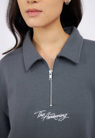 Half Zip Long Sleeve Polo Top