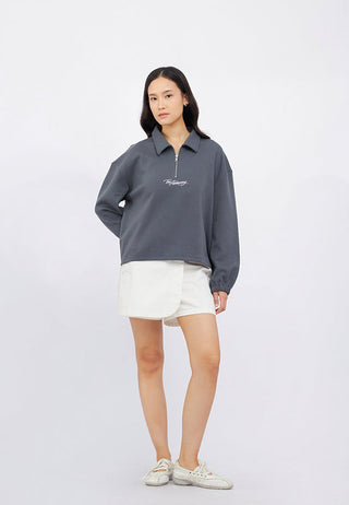 Half Zip Long Sleeve Polo Top