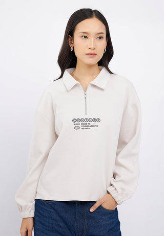 Half Zip Long Sleeve Polo Top