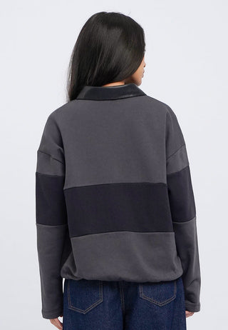 Leather Collar Stripes Sweater