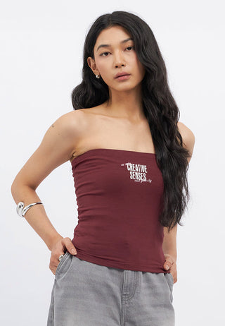 Fitted Tube Top with Graphic Details