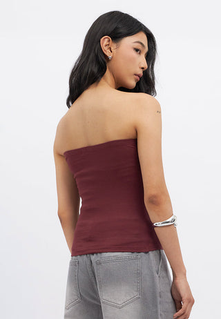 Fitted Tube Top with Graphic Details