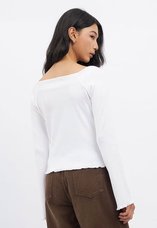 Off Shoulder Long Sleeve Rib Top
