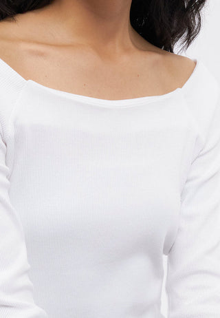 Off Shoulder Long Sleeve Rib Top