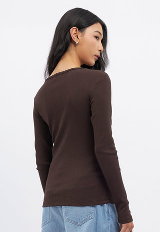 Button Up Long Sleeve Rib Cardigan