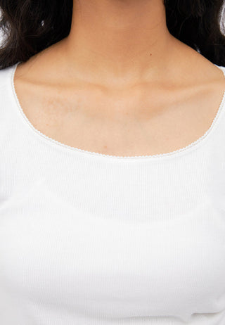 Lace Detail Long Sleeve Rib Top
