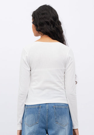 Lace Detail Long Sleeve Rib Top