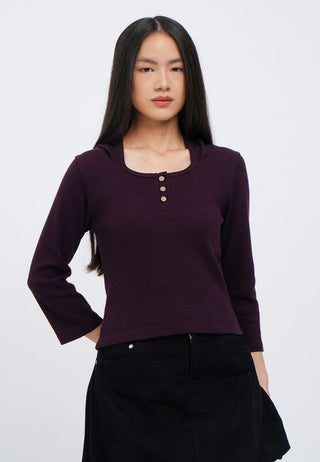 Mid Sleeve Buttoned Top