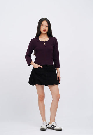 Mid Sleeve Buttoned Top