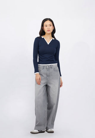 Double Layer Long Sleeve Rib Top