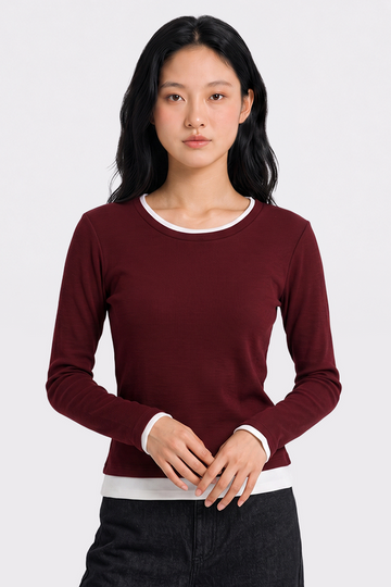 Contrast Layer Long Sleeve Top – COLORBOX - Indonesia