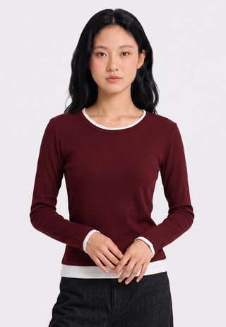 Contrast Layer Long Sleeve Top