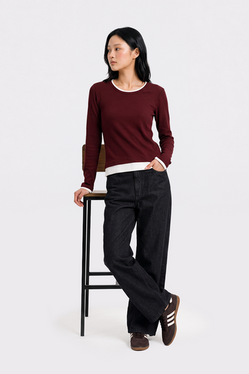 Contrast Layer Long Sleeve Top – COLORBOX - Indonesia