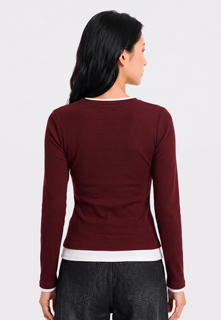 Contrast Layer Long Sleeve Top