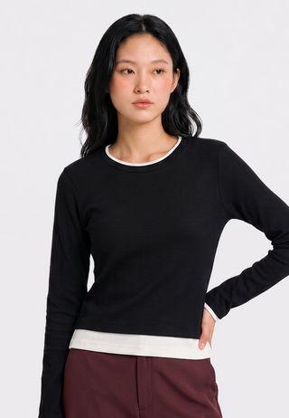 Contrast Layer Long Sleeve Top