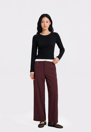 Contrast Layer Long Sleeve Top