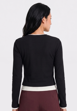 Contrast Layer Long Sleeve Top