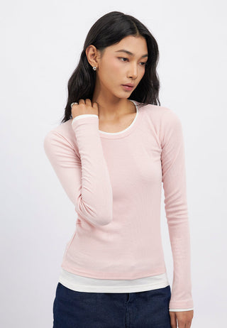 Contrast Layer Long Sleeve Top