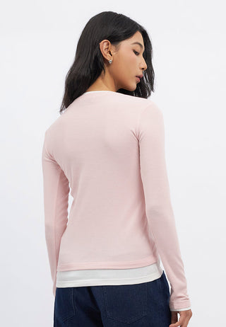 Contrast Layer Long Sleeve Top