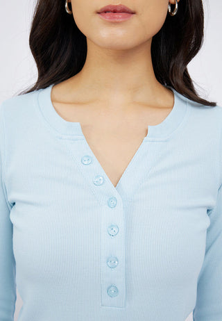 Long Sleeve V-Neck Top with Button