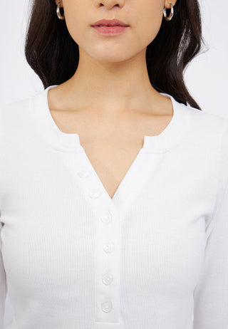 Long Sleeve V-Neck Top with Button