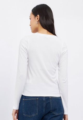 Long Sleeve V-Neck Top with Button