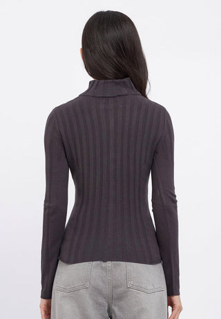 High Neck Zip Up Long Sleeve Top