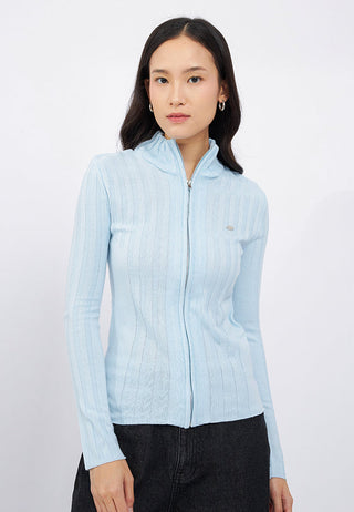 High Neck Zip Up Long Sleeve Top