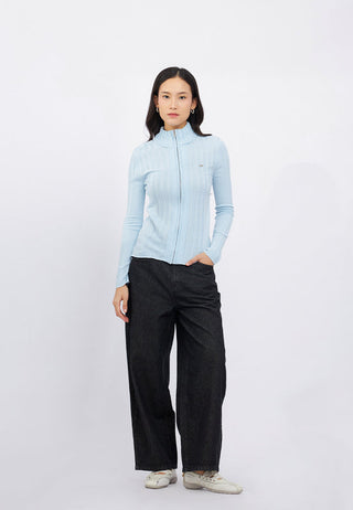 High Neck Zip Up Long Sleeve Top