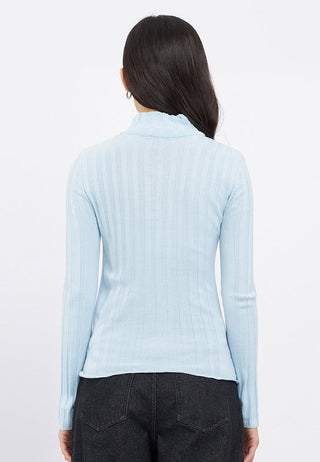 High Neck Zip Up Long Sleeve Top